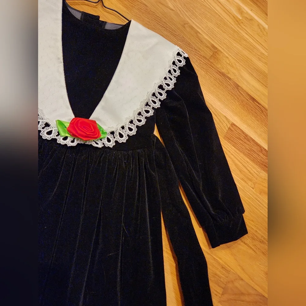 Black Velvet GIRLS Size 8 DRESS - JO LENE BRAND - Picture 4 of 16